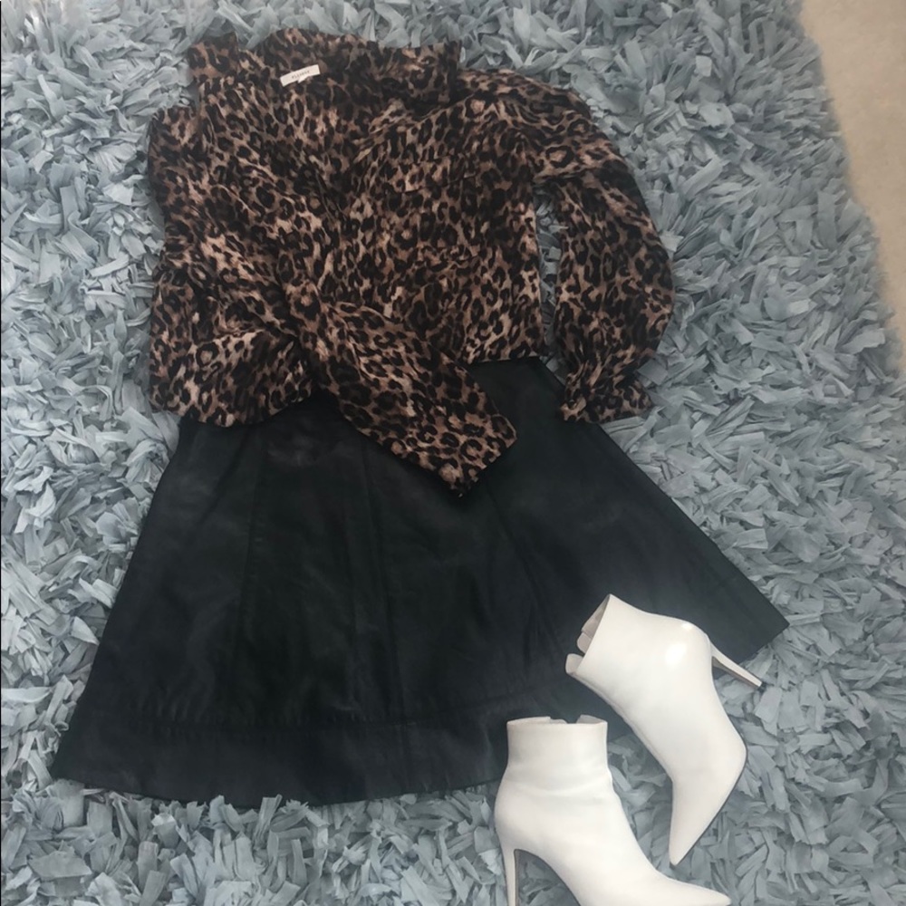 Black Bebe leather skater skirt